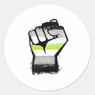 Pegatina Redonda Puño de protesta agénero