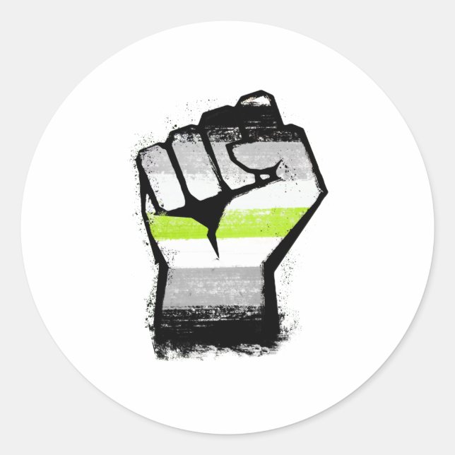 Pegatina Redonda Puño de protesta agénero (Anverso)