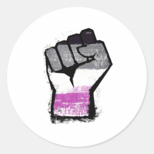 Pegatina Redonda Puño de protesta asexual