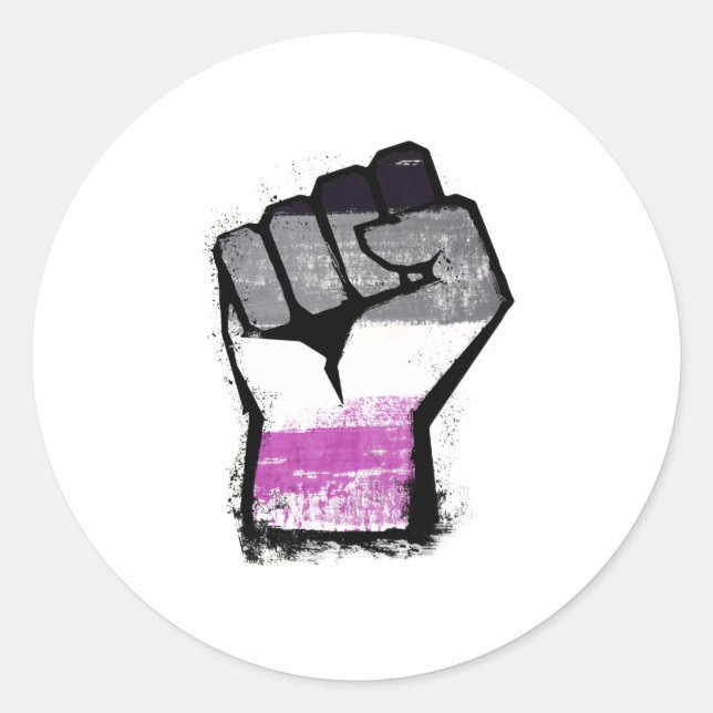Pegatina Redonda Puño de protesta asexual (Anverso)