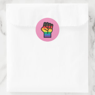 Pegatina Redonda Puño del orgullo gay
