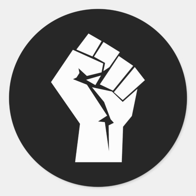 Pegatina Redonda Puño levantado de la revolución (Anverso)