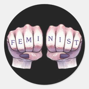 Pegatina Redonda Puños feministas