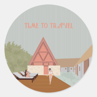 Pegatina Redonda Punta Caliza Holbox, casa de vacaciones, viajar