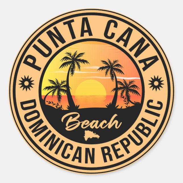 Pegatina Redonda Punta Cana República Dominicana (Anverso)