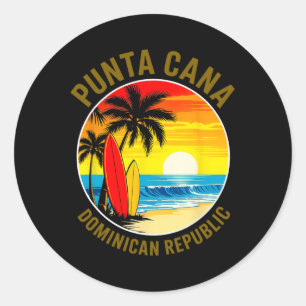 Pegatina Redonda Punta Cana República Dominicana Playa Atardecer Va