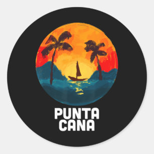 Pegatina Redonda Punta Cana República Dominicana Playa Vacaciones S