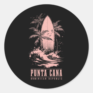 Pegatina Redonda Punta Cana República Dominicana Surf Vintage Surf