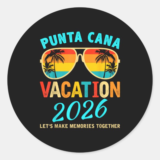 Pegatina Redonda Punta Cana Trip 2026 Beach Vacation Summer Hollida (Anverso)