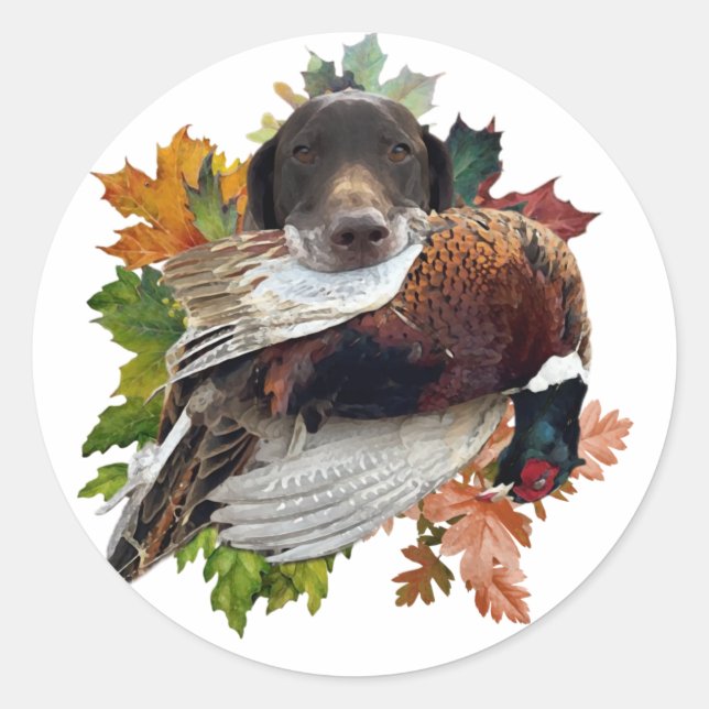 Pegatina Redonda Puntero alemán de corta duración con glob de nieve (Anverso)