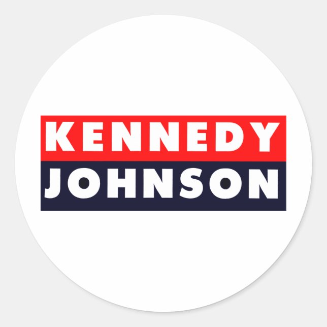 Pegatina Redonda Puntero de parachoques Kennedy Johnson de 1960 (Anverso)