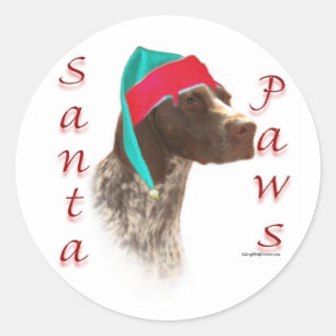 Pegatina Redonda Puntero Santa Paws de Alemania al descubierto