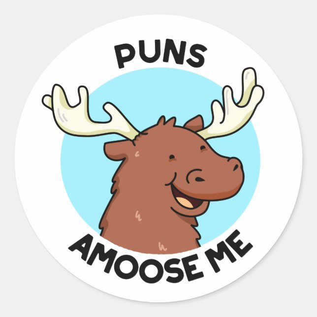 Pegatina Redonda Puntis Amoose Me Funny Moose Pun (Anverso)