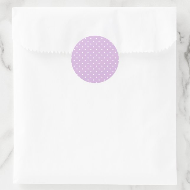 Pegatina Redonda Punto blanco micro polca - Lila suave (Bolso)