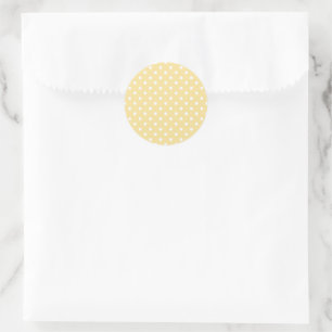 Pegatina Redonda Punto Clásico de Lunares Blanco - Amarillo Canario