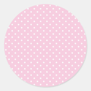 Pegatina Redonda Punto Clásico de Lunares Blanco - Rosa Claro