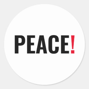 Pegatina Redonda Punto de exclamación por la paz blanco rojo negro 