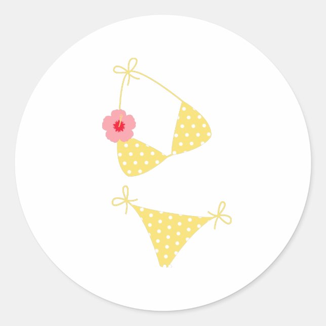 Pegatina Redonda Punto de polka amarillo Bikini (Anverso)