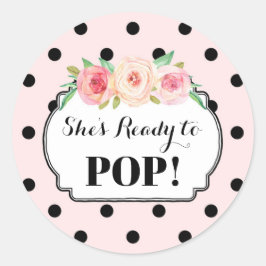 Pegatina Redonda Punto negro rosado está lista para sacar banderas 