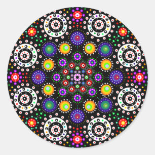 Pegatina Redonda Punto psicodélico Mandala