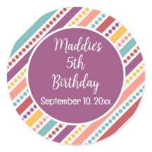 Puntos arcoiris y rayas Chica Cumpleaños
