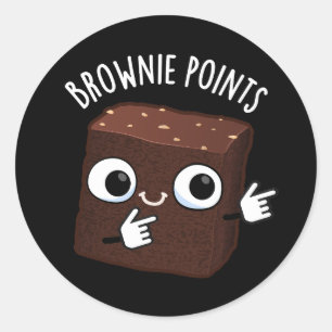 Pegatina Redonda Puntos de Brownie Snack Divertido Chiste Fondo Osc