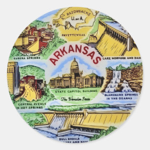 Pegatina Redonda Puntos de interés de Arkansas