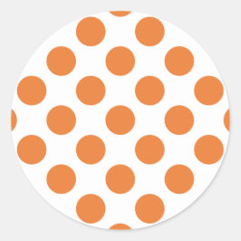 Pegatina Redonda Puntos de polka blancos y Naranjas