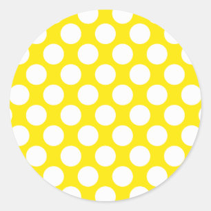 Pegatina Redonda Puntos de polka en amarillo