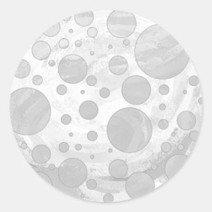Pegatina Redonda Puntos de Polka Gris en el cielo lluvioso