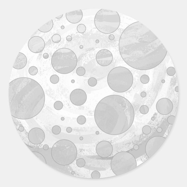 Pegatina Redonda Puntos de Polka Gris en el cielo lluvioso (Anverso)