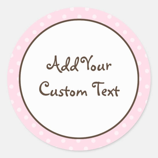 Pegatina Redonda Puntos de Polka Rosa bonito (Anverso)
