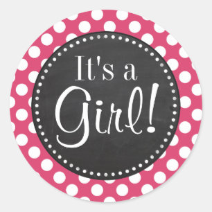 Pegatina Redonda Puntos de polka rosados oscuros; aspecto de tabler