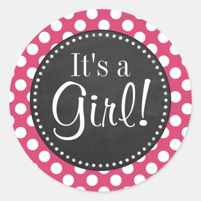 Pegatina Redonda Puntos de polka rosados oscuros; aspecto de tabler (Anverso)