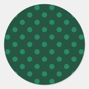 Pegatina Redonda Puntos de polka - Verde sobre verde oscuro