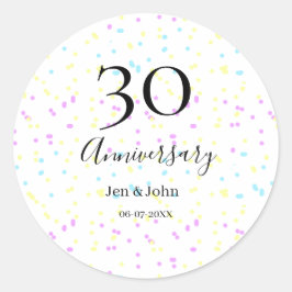 Pegatina Redonda Puntos polka azules rosados amarillos nombre del 3