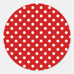 Pegatina Redonda Puntos Polka Rojo + Color Personalizado