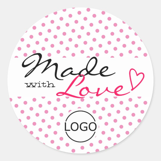 Pegatina Redonda Puntos sencillos de polka cúrcuta hechos con el am (Anverso)