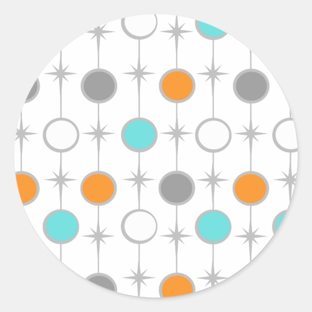 Pegatina Redonda Puntos y pegatinas retros de Starbursts (Anverso)