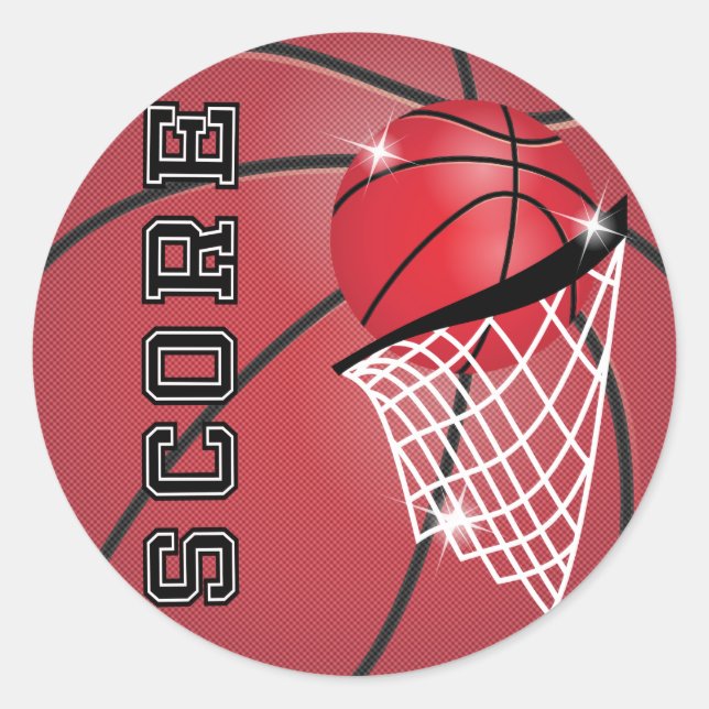 Pegatina Redonda Puntuación del baloncesto en rojo (Anverso)