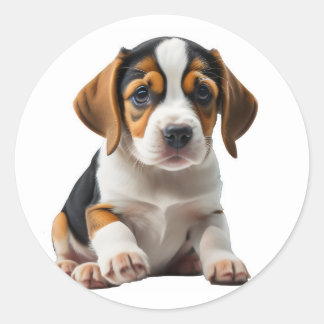 Pegatina Redonda Puppy Beagle