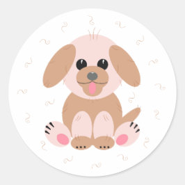 Pegatina Redonda Puppy Dog Personalizado Pastel Personalizado