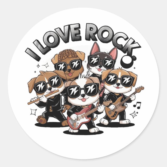 Pegatina Redonda Puppy rock band (Anverso)