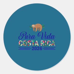 Pegatina Redonda Pura vida costa rica 2026 tropical viaje divertido