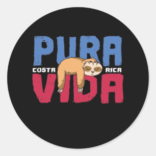 Pegatina Redonda Pura Vida Sloth