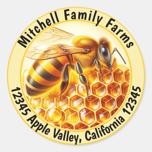 Pegatina Redonda Pure Honey Bee Lable (Anverso)