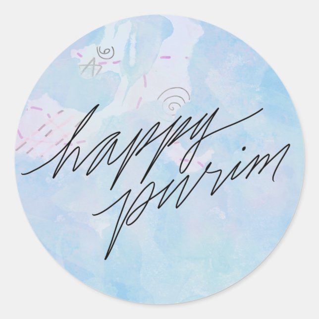 Pegatina Redonda purificación feliz en azul nube (Anverso)