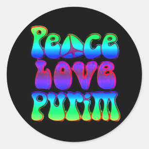 Pegatina Redonda Purim de amor por la paz
