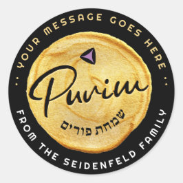 Pegatina Redonda Purim judío hebreo Mishloach Manot Personalizado G
