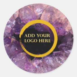 Pegatina Redonda Purple amethyst añadir su propio logotipo profesio